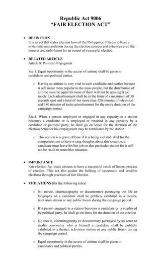 Philippines: Republic Act 9006.